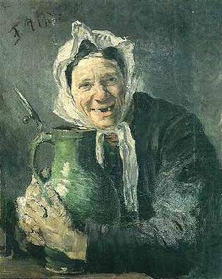 Fritz von Uhde Old woman with a pitcher china oil painting image